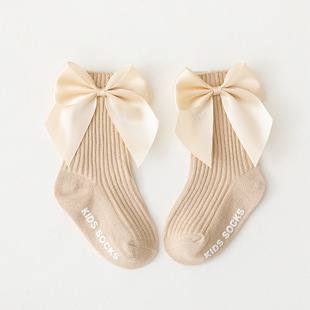 Children's Big Bow Mid-tube Socks Newborn Baby Floor Socks Kindergarten Student Socks Baby Anti-slip Socks