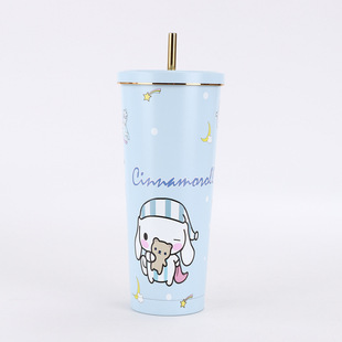Cross-border Creative 304 Stainless Steel 750 Suction Cup High-value Portable Car Double-layer Vacuum Thermos Cup LOGO