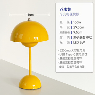 Flower Bud Table Lamp Bedside Lamp Wedding Dowry Bedroom Atmosphere Lamp Ins Girl Rechargeable Mushroom Lamp Supply Chain Wholesale