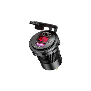Kaiweige motorcycle car fast charging dual interface QC3.0 PD port voltage display switch modified car charging