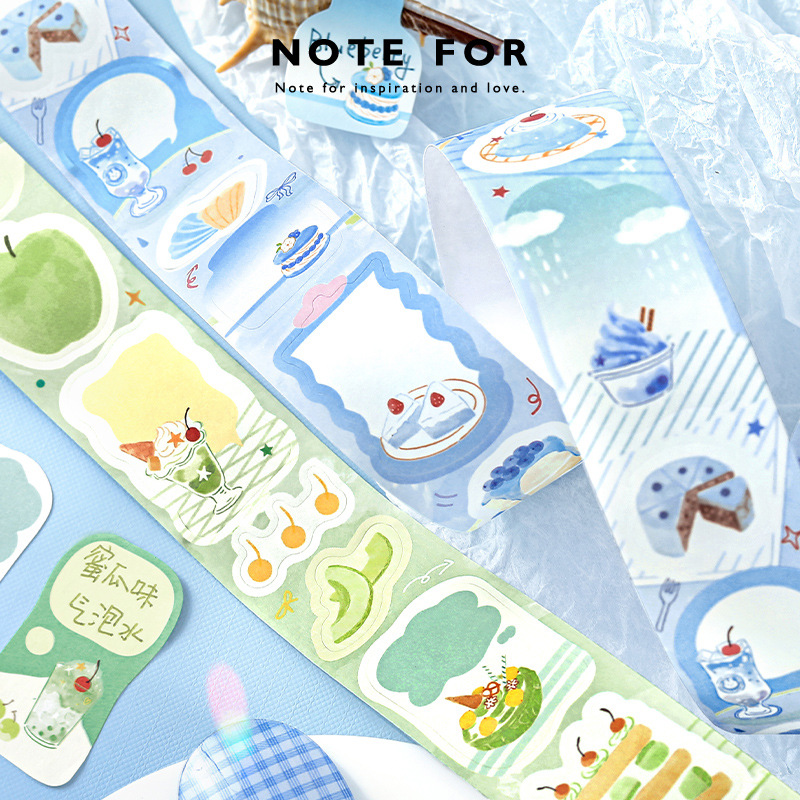 NOTE FOR Writable Die-Cut Tape Hello, I'm Taking a Bite Cute Dessert Illustration Journal Decoration Sticker