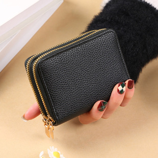 Multi-functional card bag wholesale 2024 new organ card bag double zipper women's wallet large capacity pu card cover