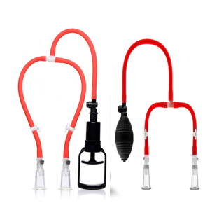Cross-border Foreign Trade Sexy Women's Affectionate Red BDSM Double Cup Sensitive Area Sucking Breast Suction Pussy Adult Playing Apparatus