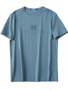 Haipai Withdrawal Cabinet Serized Cotton Short-sleeved T-shirt Men's Summer Breathable Round Neck Non-ironing Wrinkle Casual T-shirt Men's 2D009
