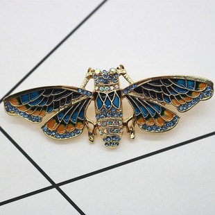 Europe and the United States new season enamel spring cicada brooch color diamond insect pin badge scarf buckle clothing accessories
