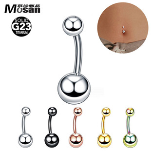 Cross-border hot sale G23 titanium alloy double-headed ball navel ring f136 double diamond navel nail medical grade puncture jewelry
