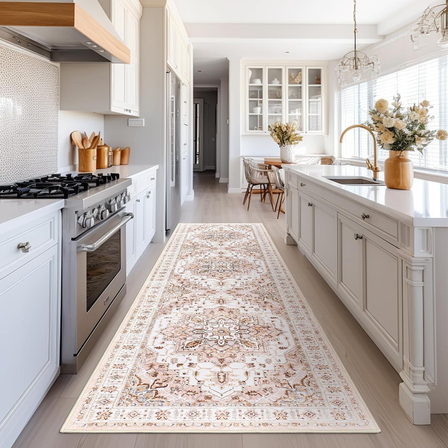 Amazon Light Luxury Simple Persian Long Strip Kitchen Corridor Running Carpet Crystal Velvet Dirty Resistant and Wear-Resistant Long Strip Floor Mat