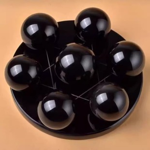 Natural obsidian six words mantra ball Seven Star array decoration black crystal ball Beidou Seven Star array entrance living room decoration