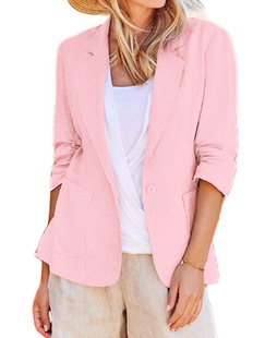 in stock 2024 European and American women's foreign trade new spring and summer long sleeve small suit lapel temperament professional slim coat