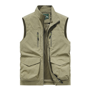 [5861] Cross-border Men's Thin Vest Casual Multi-pocket Fishing Outdoor Spring and Autumn Loose Shoulder Vest logo