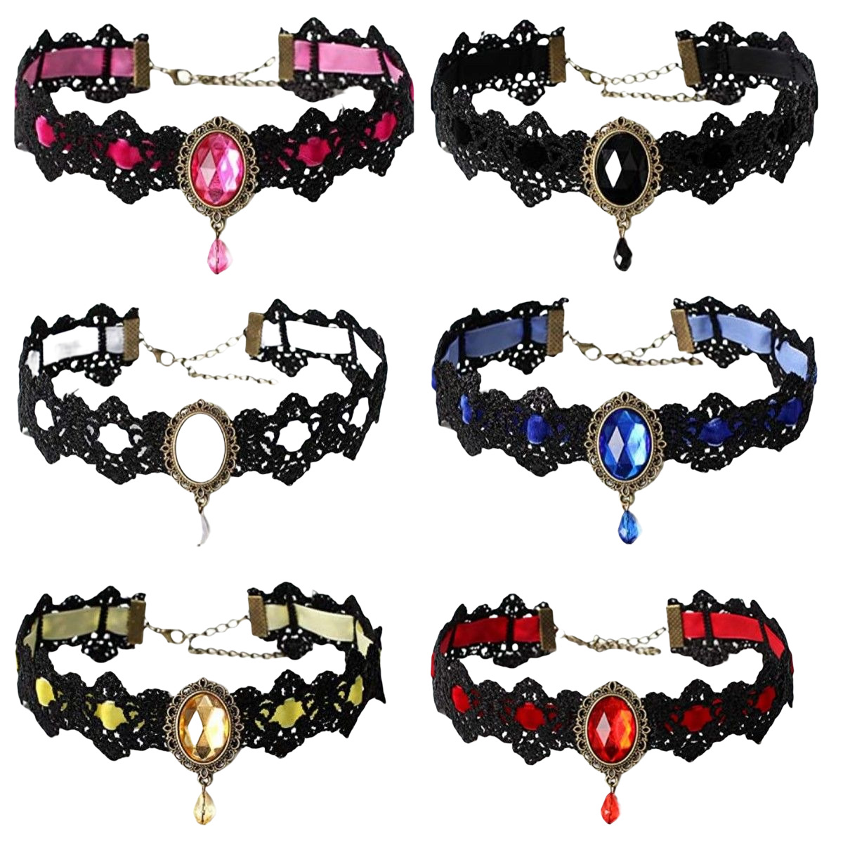Cross Border Lace Necklace Gothic chocker Collar Rhinestone Black Halloween Necklace Gift Amazon