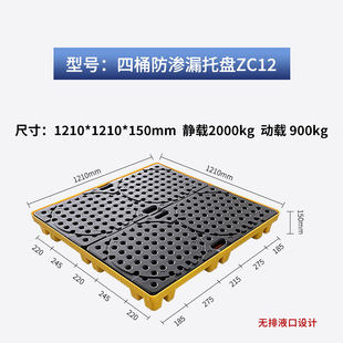 Plastic leak-proof tray hazardous waste chemicals ton barrel leak-proof oil New material corrosion-resistant plastic leak-proof tray