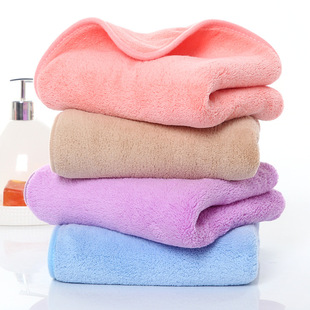 Warp Knitted Coral Fleece Color Strip Square Square Wholesale Absorbent Not Easy to Lose Hair Baby Hand Towel Household Face Towel