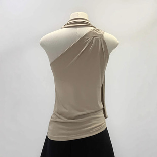Summer Halter Strap Black Slant Shoulder Sleeveless T-shirt Women's 2025 New Niche Design Sense Slim Long Sleeve T-shirt