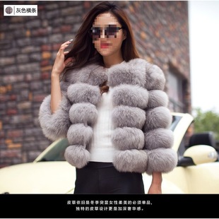 Европейские и американские новые горячие продажи меха женская куртка короткая имитация лисьего меха сшивания повседневная дикая искусственная мех мех