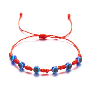 New 7 Knot Blue Devil's Eye Lucky Bracelet Hand-woven All-match Red Rope Spring and Autumn Couple Jewelry