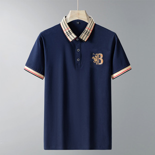 Binjie Summer New High Quality Pure Cotton T-shirt Men's Polo Shirt Top Public Edition Solid Color Embroidered Lapel Top