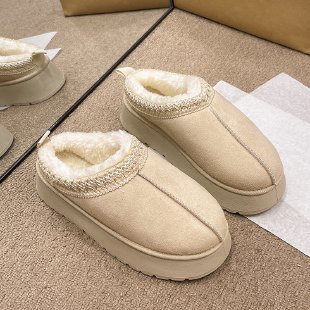 Snow boots for women 2023 autumn and winter New thick bottom increased closed toe half slippers plus size fleece-lined thick cotton shoes wholesale