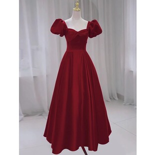Toast Dress for Bride 2025 Winter New Wedding Satin French Engagement Homecoming Elegant Long Evening Dress for Women