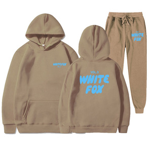 Europe and the United States cross-border spring, autumn and winter new vests suit fashion sports LOGO long sleeve pullover hooded vests two pieces.