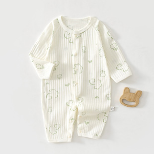 Newborn Baby's Summer Pure Cotton Jaysuit Female Baby's Long-sleeved Thin Hare Clothes Air-conditioning Clothes Pajamas Climbing Clothes Summer