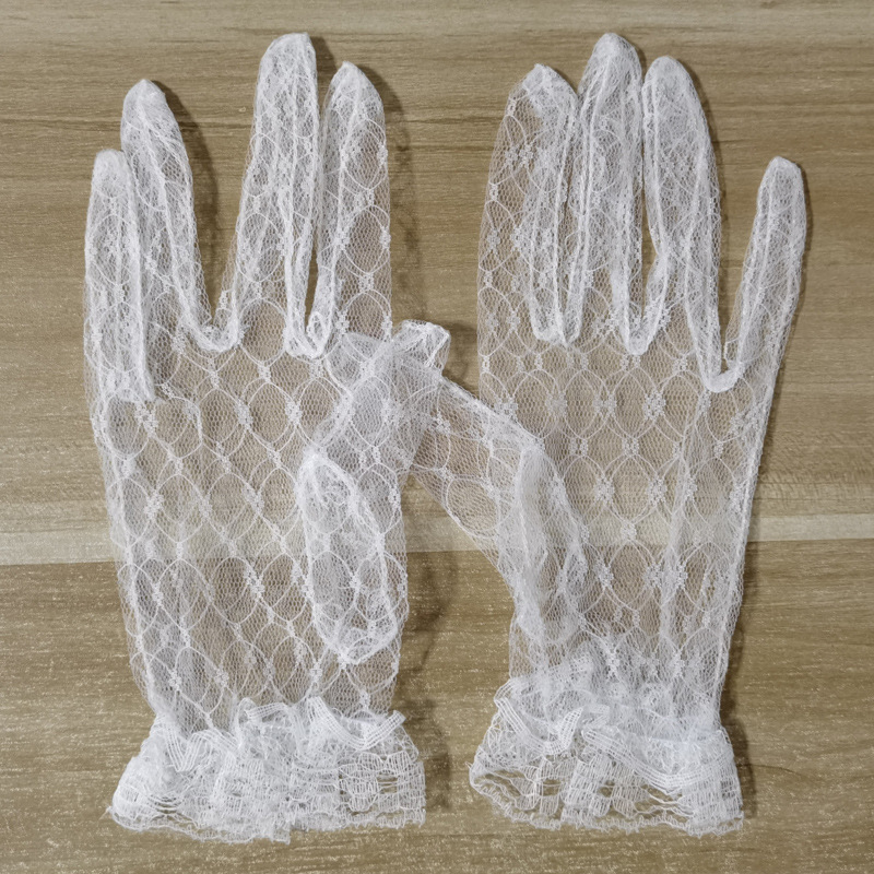 Bridal Wedding Dress Tulle Lace Gloves for Daily Performance, Gift-Giving, Wedding Short Style, Sexy White Mesh Wholesale