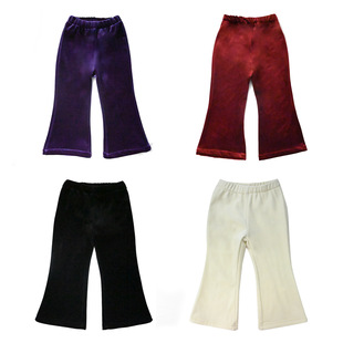 Baby trousers wide-leg pants Baby New Year fashionable girl suit children's all-match velvet flared pants