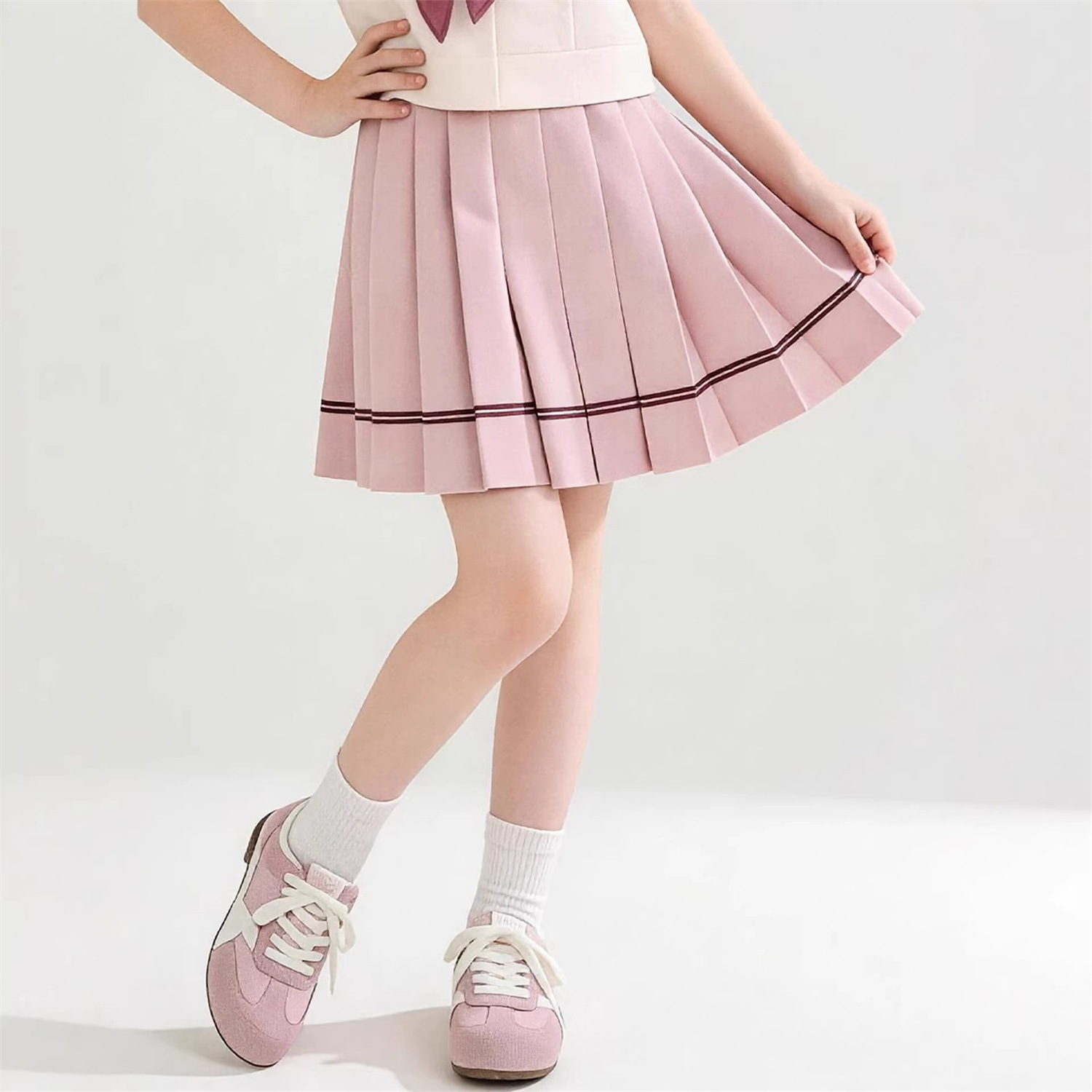 Girls' Preppy Style Suit Skirt Summer New Children's Jk Uniform Short-Sleeved T-Shirt Pleated Skirt Sailor Suit Two-Piece Set