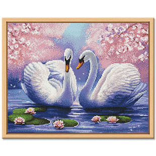 Deyi Diamond Painting Full Diamond Stretch Frame 43 * 54cm DIY Home Decoration Painting Swan Lake Decorative Painting Wholesale and Retail