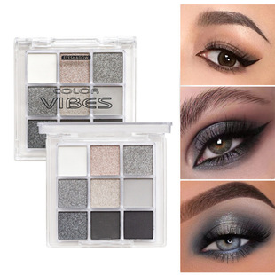 Black Jiugongge Eye Shadow Plate Student Party Pearlescent Matte Dark Punk Smoked Makeup Naked Eye Shadow Cross-border Exclusive
