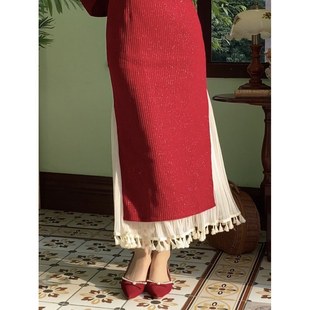 Homemade All-match Tassel Lace Skirt Summer New Arrival No-cut Stent Inner Skirt Positive and Reverse Wearing Pleated Skirt