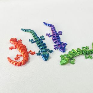 Cross-border explosions 3D printing mini animal simulation lizard gecko accessories tease cat one-piece joint movable trinkets