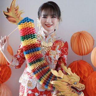 Wedding Paper-cut dragon dance photography props online celebrity colorful little dragon bridesmaid group wedding props supplies folding paper dragon