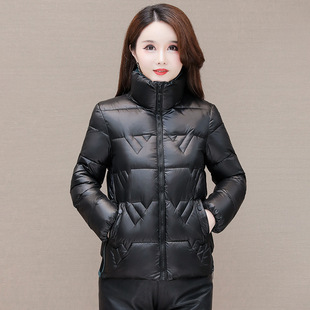 2024 Autumn and Winter New Wash-free Bright Cotton-padded Jacket Women's Short Casual Lightweight Fashionable Stitching Chanel Coat