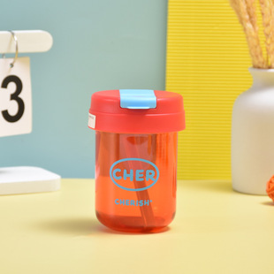 Summer high-value portable ton-Ton Cup trendy Internet-famous same-style children's water Cup portable sealed straw plastic cup