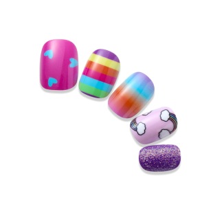 Unicorn Glitter Fake Nails Children's Nail Stickers Manicure Set Self-Adhesive Abs Nail Chips Factory