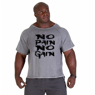 AliExpress Foreign Trade Cotton Men's T-shirt Short-sleeved Bat Printing Fitness Crewneck Body Shaping
