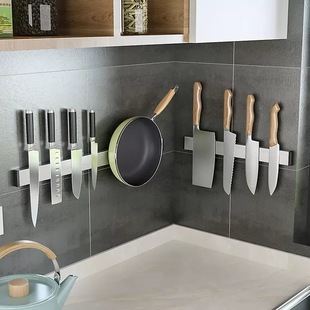 304 Stainless Steel Magnetic Knife Holder Magnet Punch-free Kitchen Rack Iron Attico Kitchenware Storage Rack Pot Shovel Rack