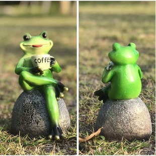 Amazon Frog Resin Ornaments Courtyard Garden Lawn Decorations Home Desktop Animal Solar Crafts