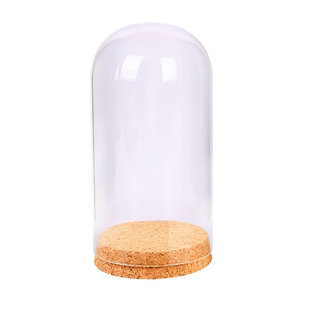 Keding Glass Cover Crafts Creative Gifts Wholesale Bamboo and Wood Base Dustproof Desktop Ornaments Cork Glass Cover