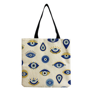 New trendy large capacity shopping bag fashionable women's handbag to figure eye texture printing shoulder bag