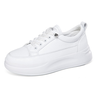 2023 new white shoes thick sole slip-on white shoes hidden height increasing casual shoes women's sports women's leather shoes