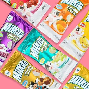 Milkita youyoukang strawberry flavor milk lollipop fruit candy children's snack 9G Xipu wholesale