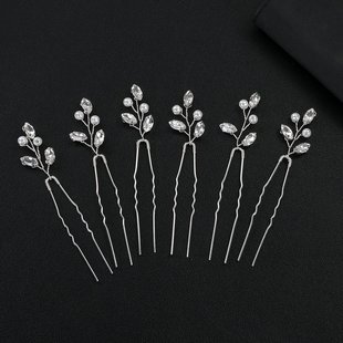 European and American cross-border rhinestone hairpin ancient style hanfu hair accessories wedding photo bridal headdress Xiuhe U-shaped clip wholesale