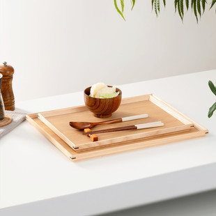 Japanese Style Log Rectangular Tray Vintage Solid Wood Tea Tray Household Wooden Tray for Hotel and Restaurant Engraving LOGO