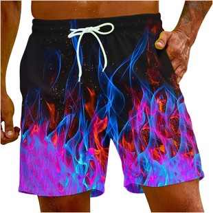 New Hot-Selling Cross-Border European and American 3D Digital Printing Casual Summer Flame Pattern Series Sports Beach Shorts