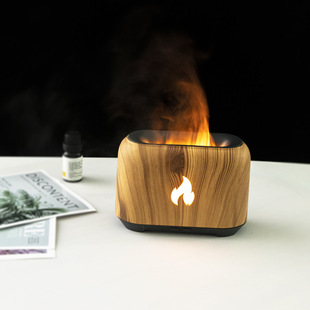 150ml small flame hollow wood grain bedroom desktop aromatherapy machine 5V USB flame atmosphere lamp creative gift batch