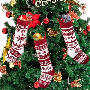 2024 Christmas Decorations Christmas socks gift bag knitted socks large Christmas socks gift bag pendant wholesale