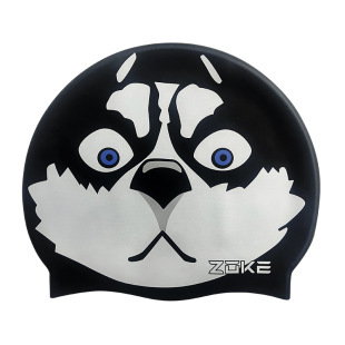 ZOKE Zhouke New Cartoon Printed Swimming Cap Silicone Comfortable Swimming Training for Adults and Children