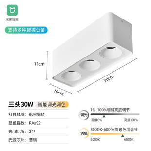 Full Spectrum Intelligent Ultra-thin Surface-mounted Spotlight Bucket Gallbladder Lamp Four-head Living Room Square Anti-glare Dimming Spotlight Ceiling-free